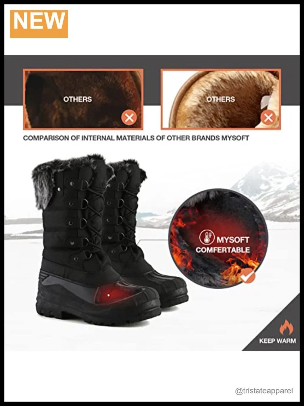 Women's Waterproof Snow Boots Mid-Calf Winter Fur Lined Calf High